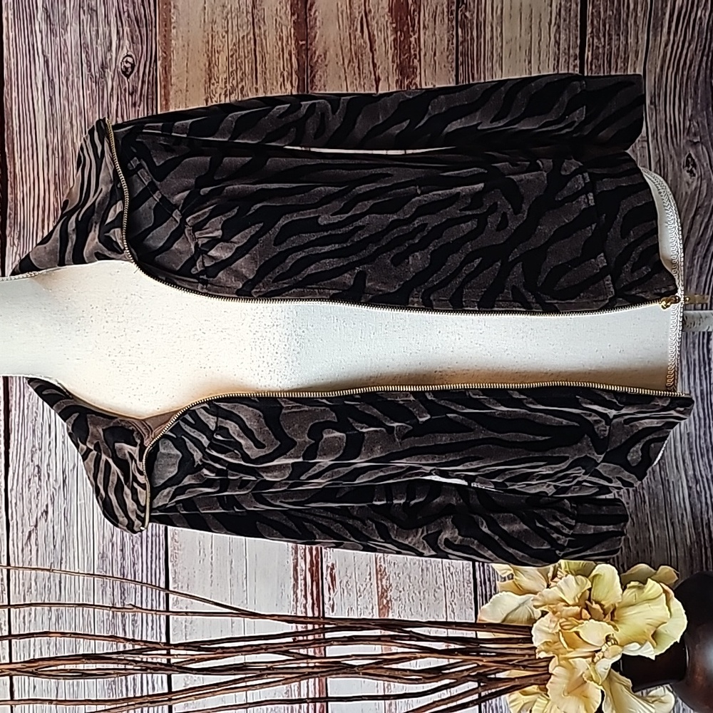 NEW STYLE & CO BROWN BLACK ZEBRA STRIPE VALOR ZIP UP JACKET - Picture 11 of 15
